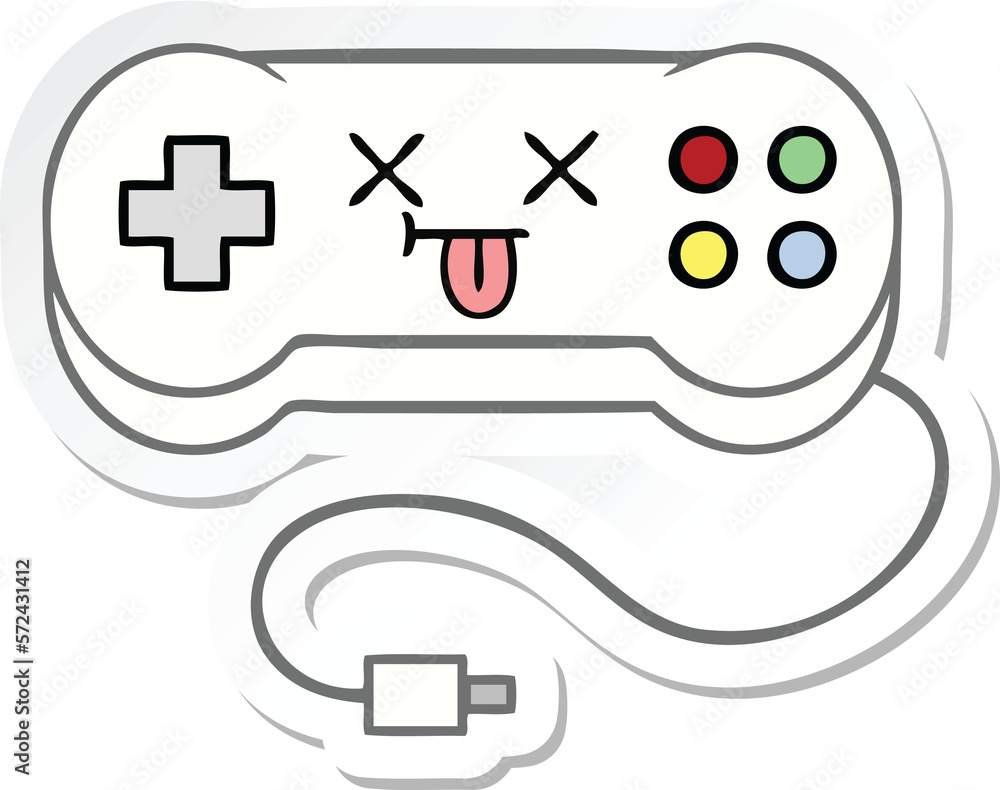 sticker of a cute cartoon game controller sticker of a cute cartoon game controller
