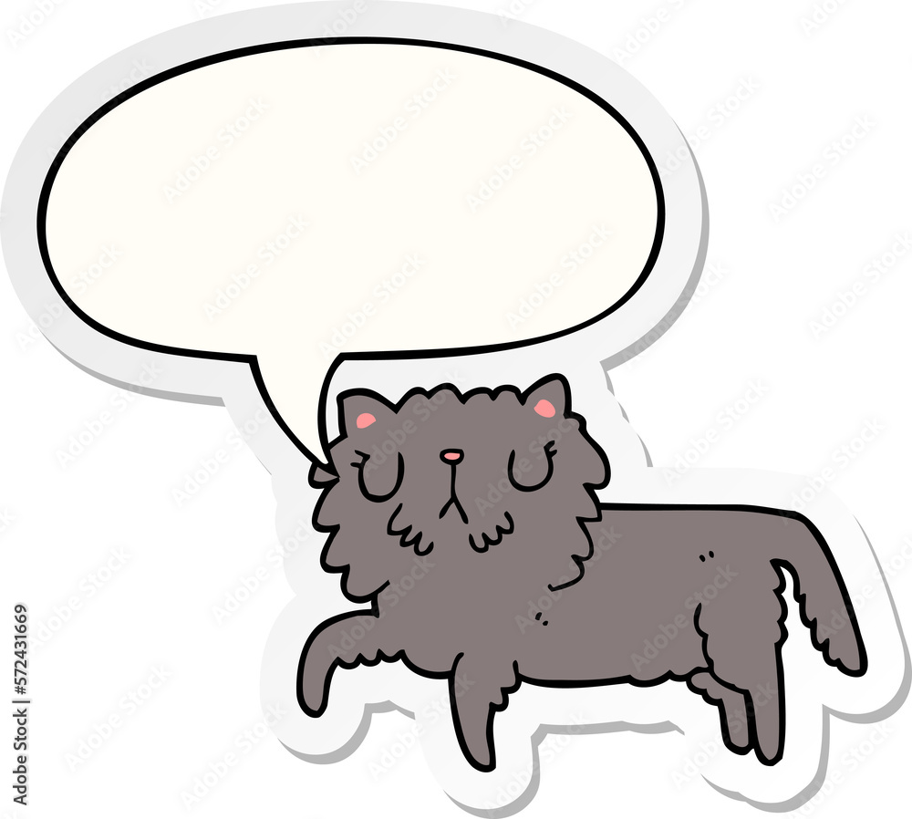 cartoon cat and speech bubble sticker cartoon cat and speech bubble sticker