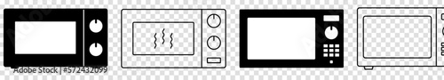 Set of microwave icons. Household appliances concept. Vector illustration isolated on transparent background