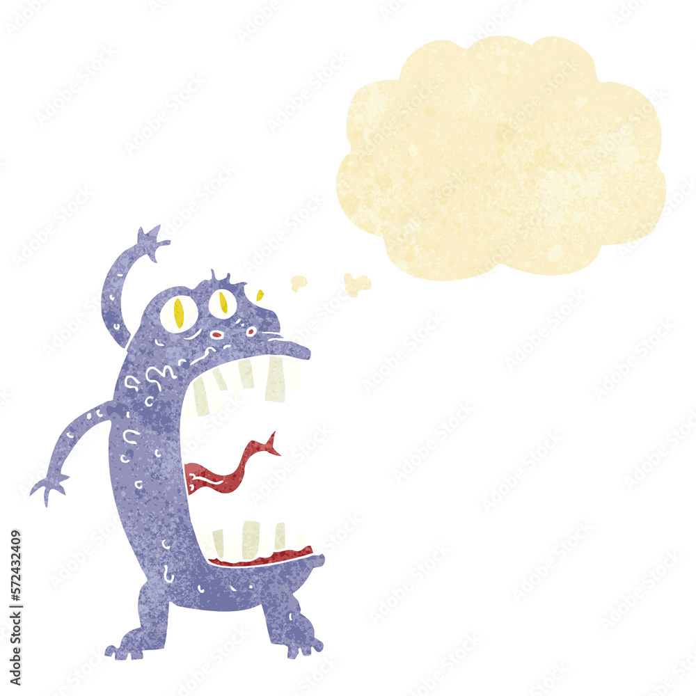 cartoon crazy monster with thought bubble cartoon crazy monster with thought bubble