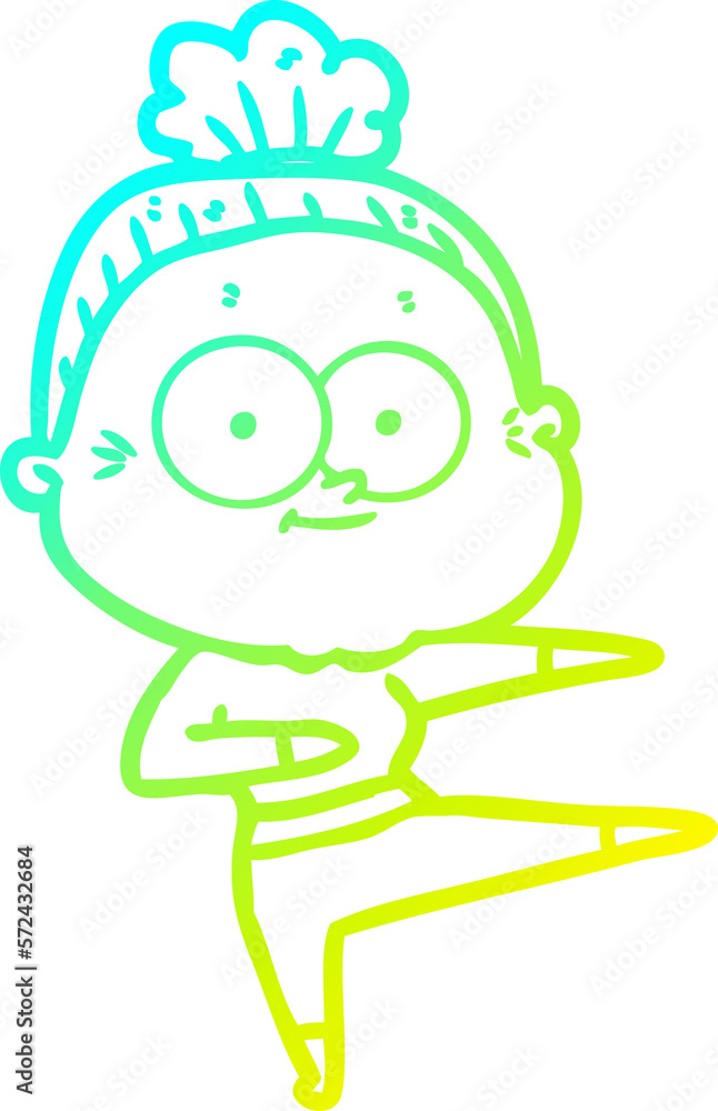 cold gradient line drawing cartoon happy old woman cold gradient line drawing cartoon happy old woman