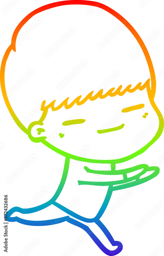Obraz premium rainbow gradient line drawing cartoon smug boy