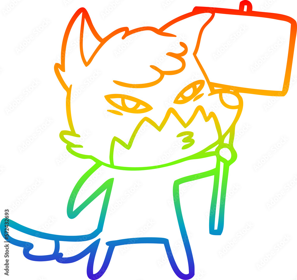 rainbow gradient line drawing clever cartoon fox rainbow gradient line drawing clever cartoon fox