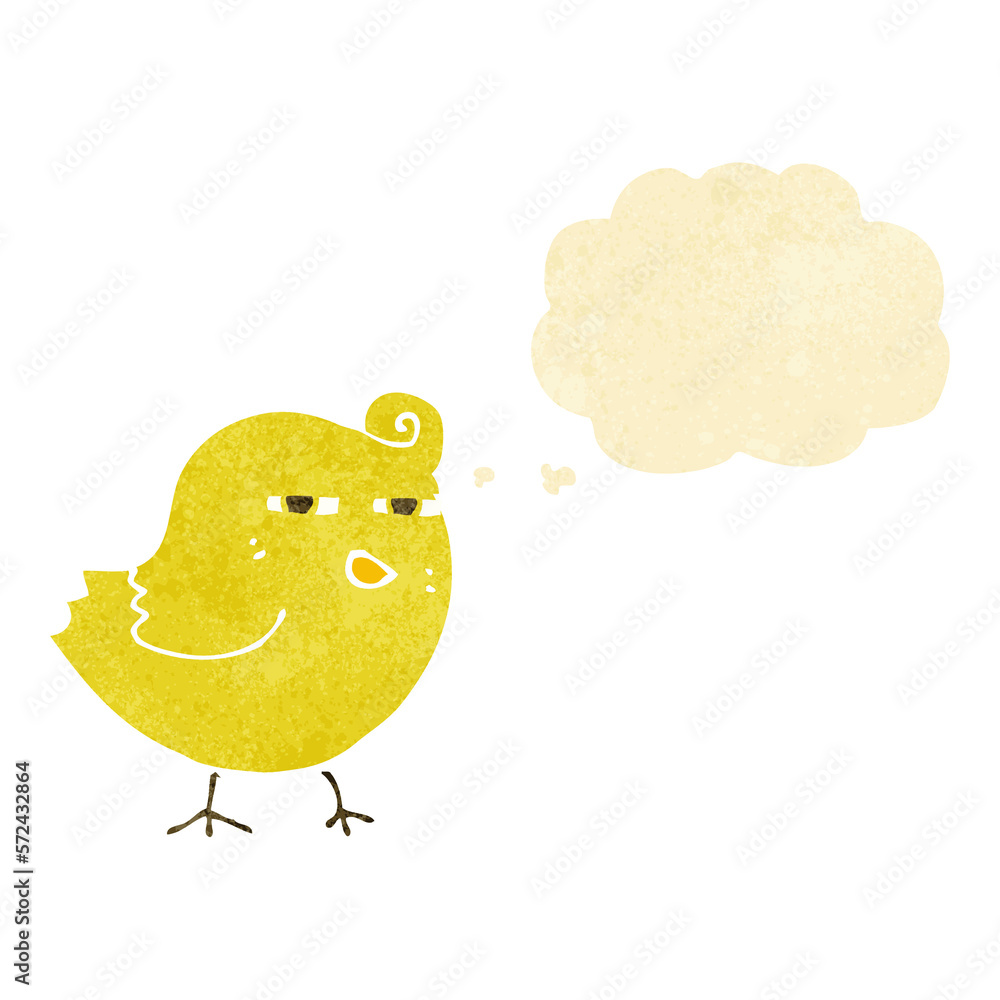 funny cartoon bird with thought bubble funny cartoon bird with thought bubble