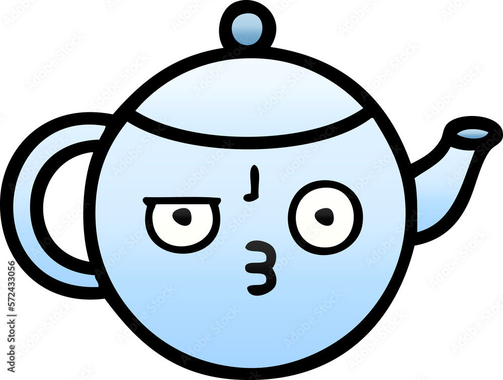 gradient shaded cartoon tea pot gradient shaded cartoon tea pot