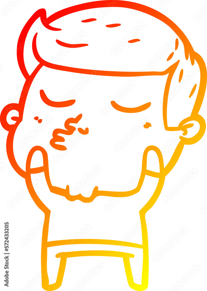 Obraz premium warm gradient line drawing cartoon model guy pouting