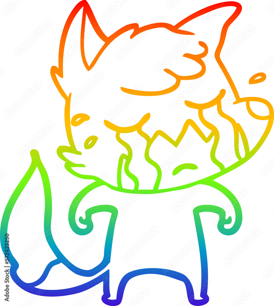 rainbow gradient line drawing crying fox cartoon rainbow gradient line drawing crying fox cartoon