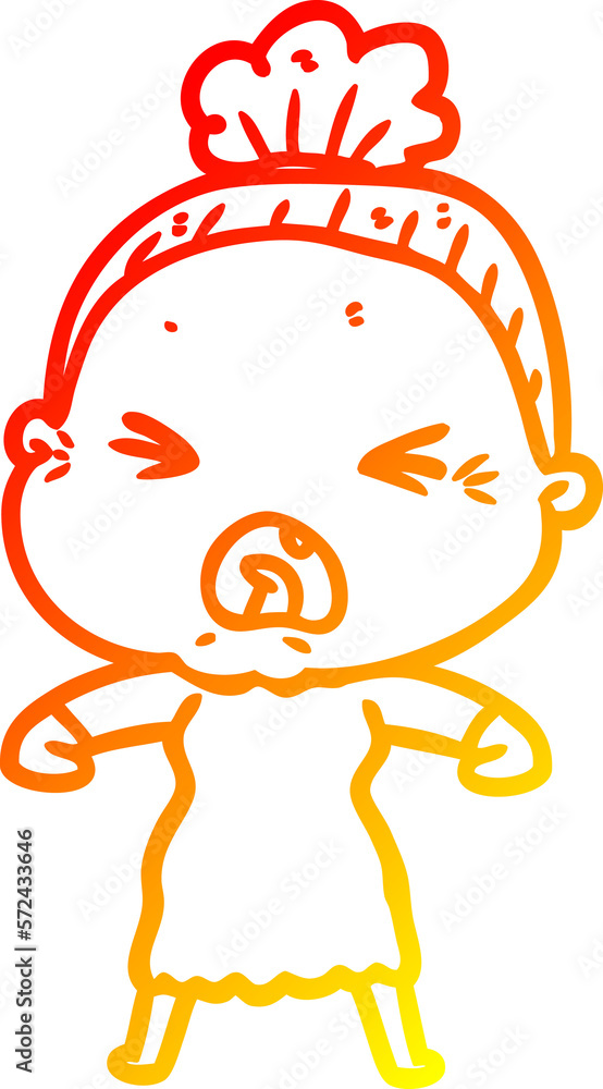 warm gradient line drawing cartoon angry old woman warm gradient line drawing cartoon angry old woman