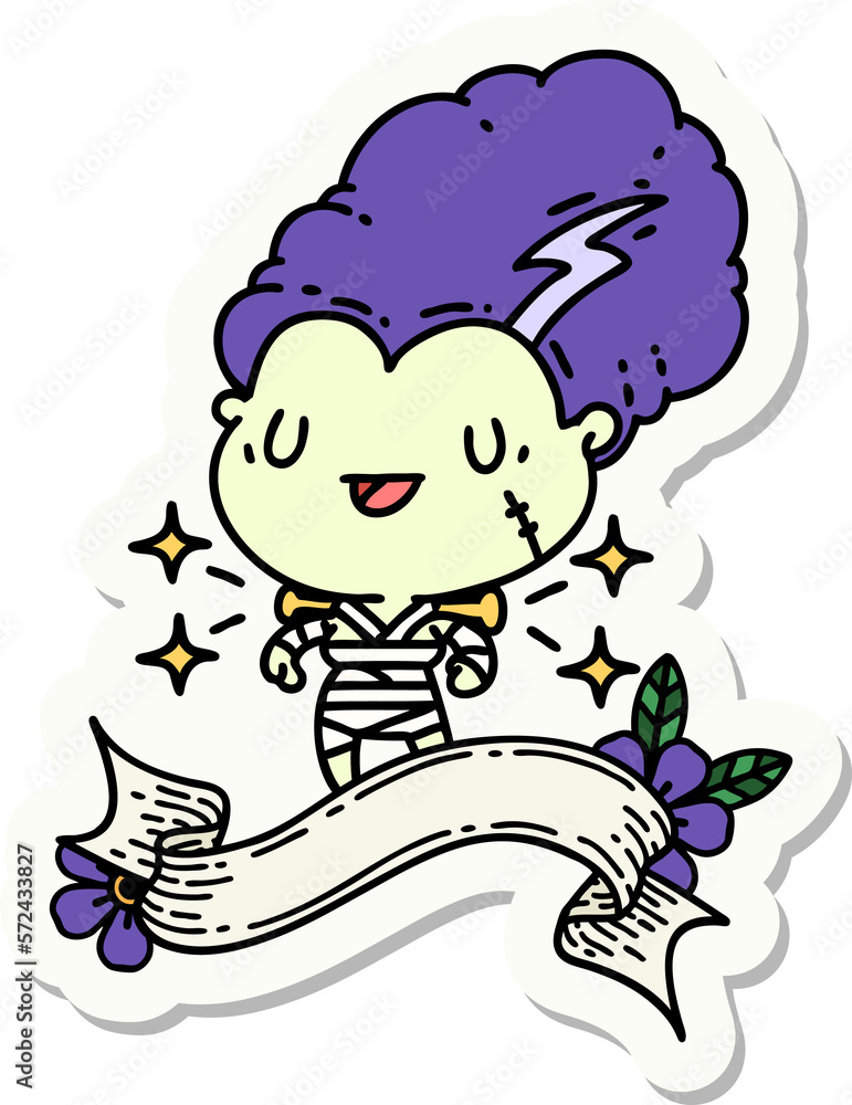 sticker of tattoo style undead zombie bride character sticker of tattoo style undead zombie bride character