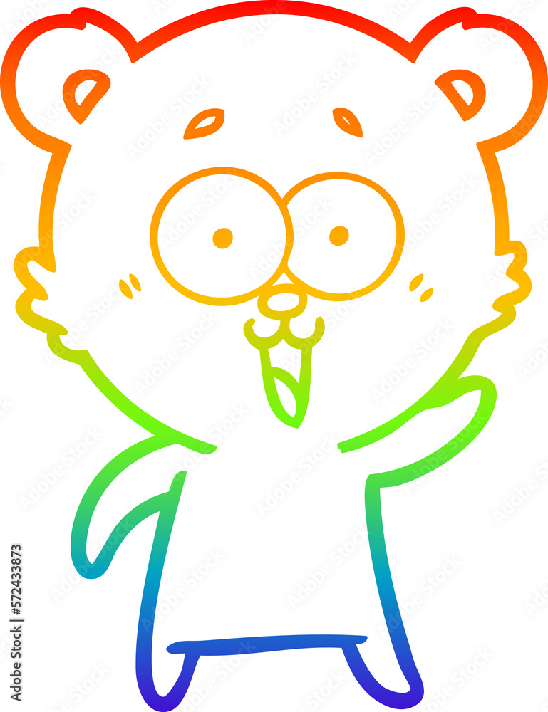 Obraz premium rainbow gradient line drawing laughing teddy bear cartoon