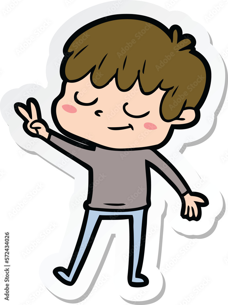sticker of a cartoon happy boy sticker of a cartoon happy boy