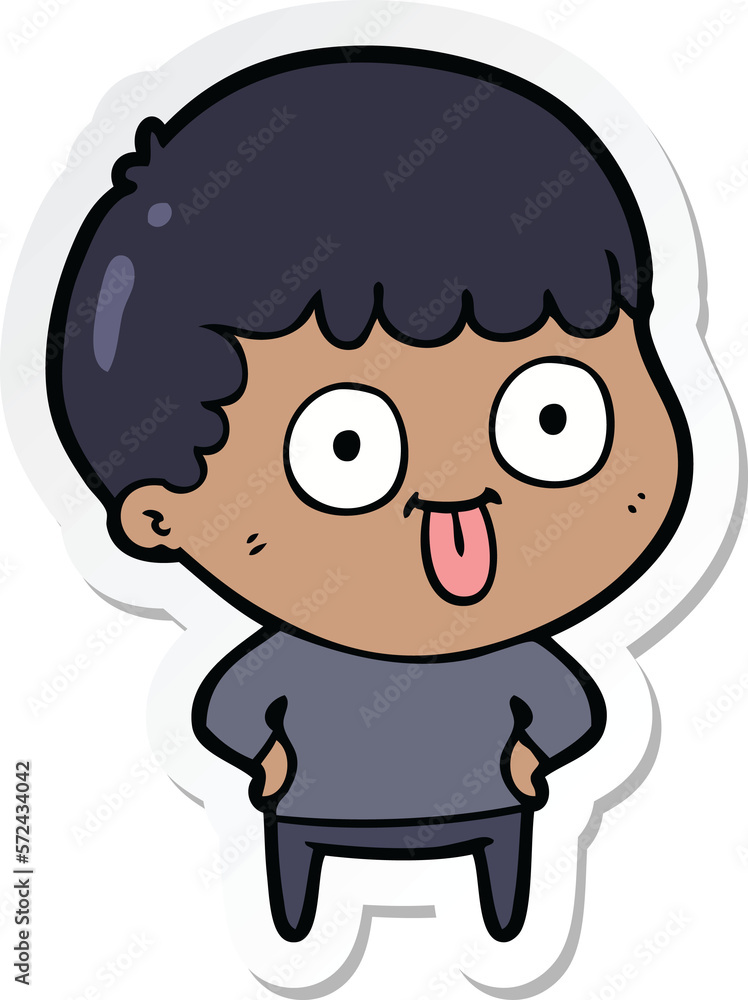 sticker of a cartoon dumb kid