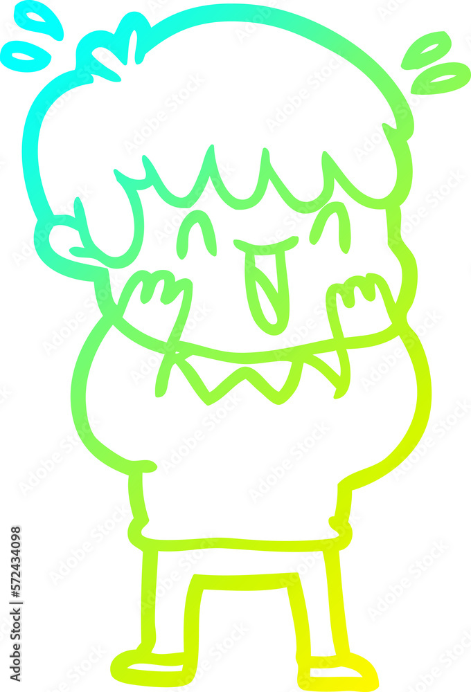 cold gradient line drawing cartoon laughing boy cold gradient line drawing cartoon laughing boy