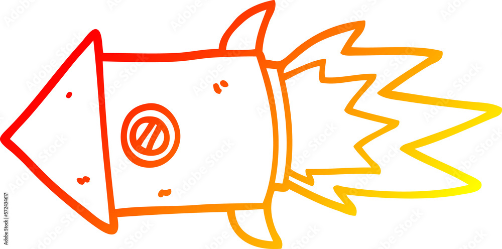 Obraz premium warm gradient line drawing cartoon space rocket