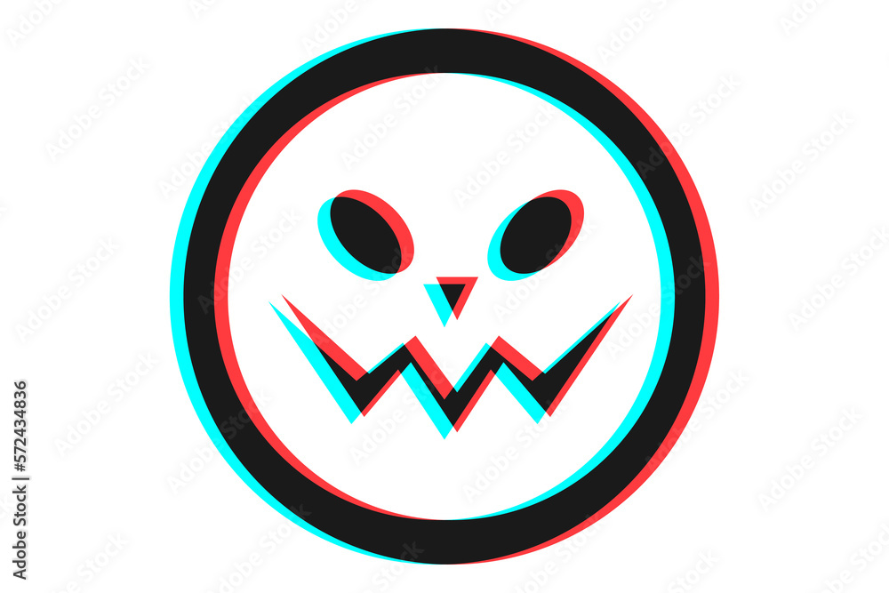 Smile or Emoji icon illustration in blue and red colors for Halloween day Smile or Emoji icon illustration in blue and red colors for Halloween day