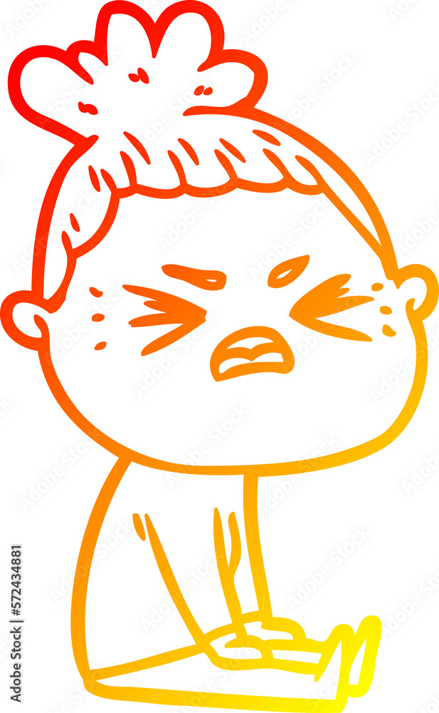warm gradient line drawing cartoon angry woman warm gradient line drawing cartoon angry woman
