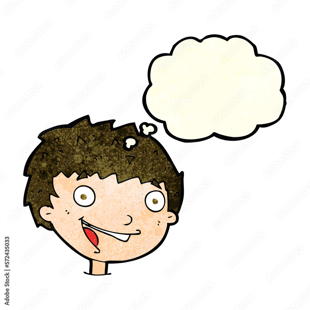 cartoon laughing boy with thought bubble cartoon laughing boy with thought bubble