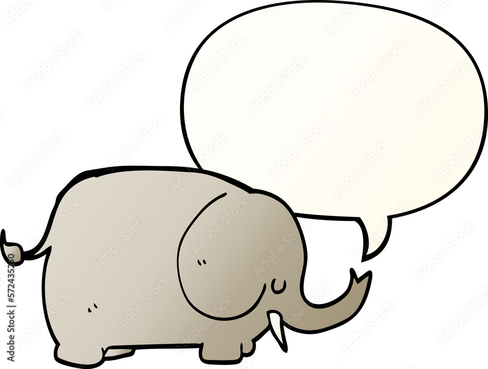 cartoon elephant and speech bubble in smooth gradient style cartoon elephant and speech bubble in smooth gradient style
