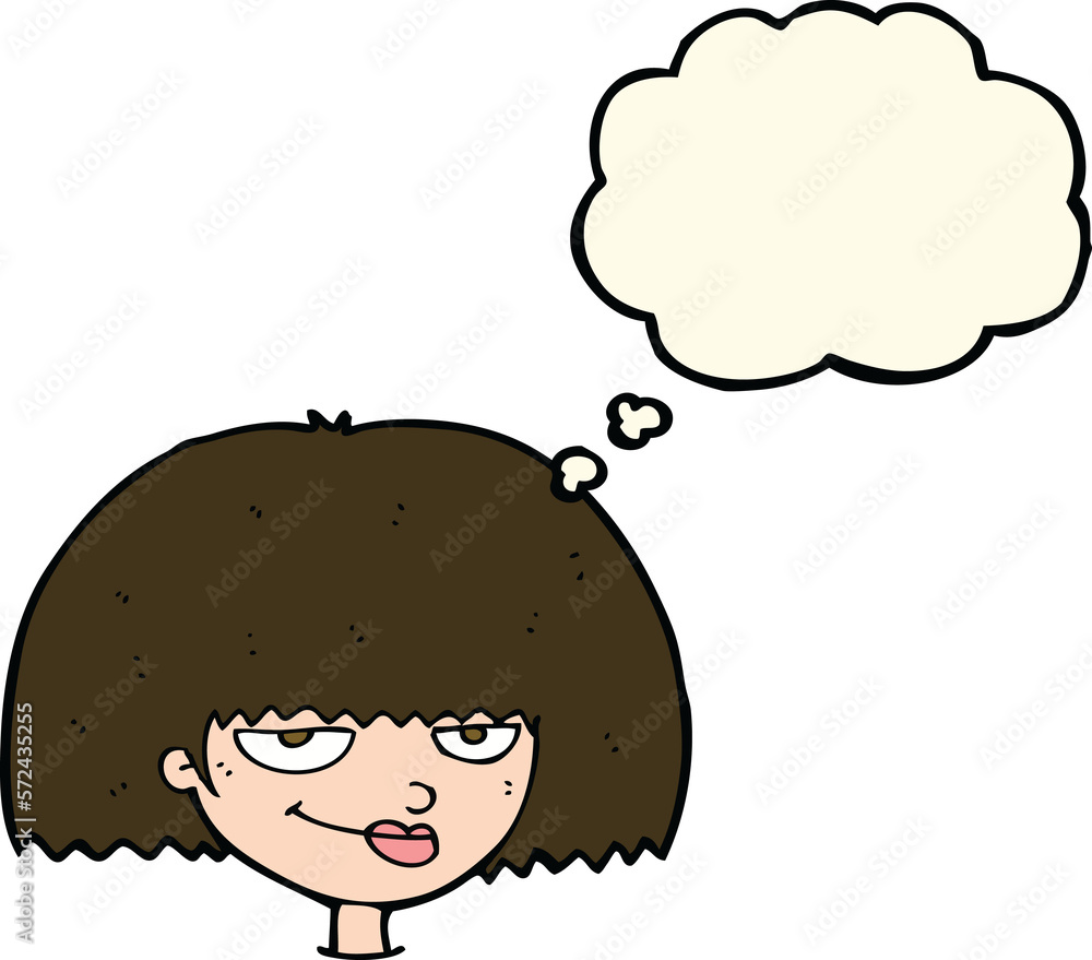 cartoon mean female face with thought bubble cartoon mean female face with thought bubble