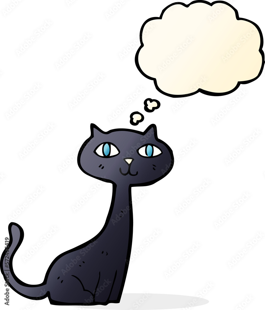 cartoon black cat with thought bubble cartoon black cat with thought bubble