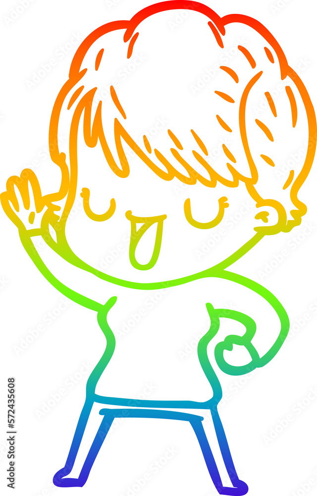 rainbow gradient line drawing cartoon woman talking rainbow gradient line drawing cartoon woman talking