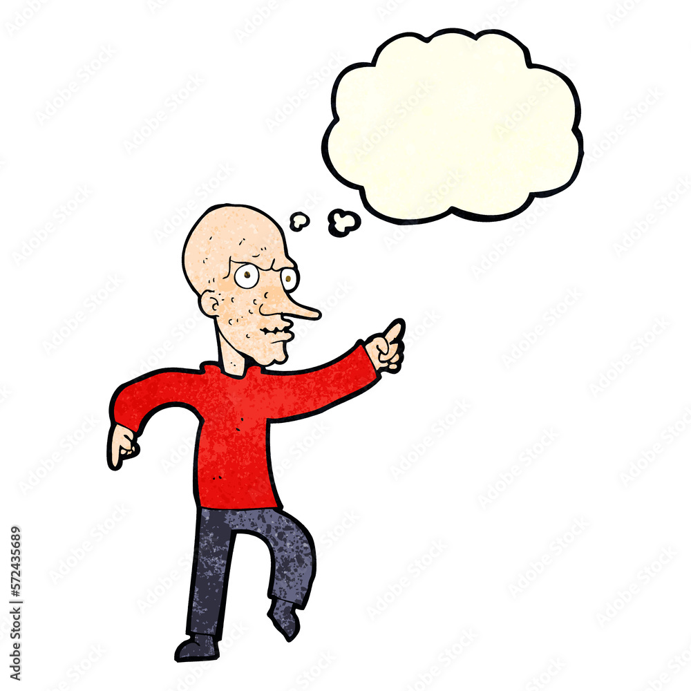 cartoon angry old man with thought bubble