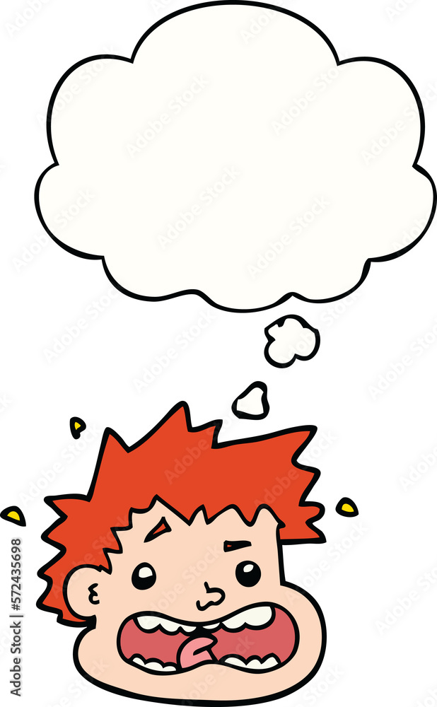 cartoon frightened face and thought bubble cartoon frightened face and thought bubble