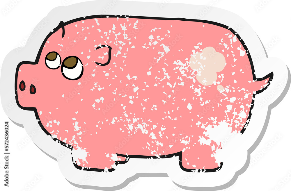 retro distressed sticker of a cartoon piggy bank retro distressed sticker of a cartoon piggy bank