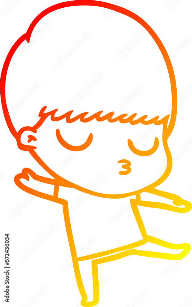 warm gradient line drawing cartoon calm boy warm gradient line drawing cartoon calm boy