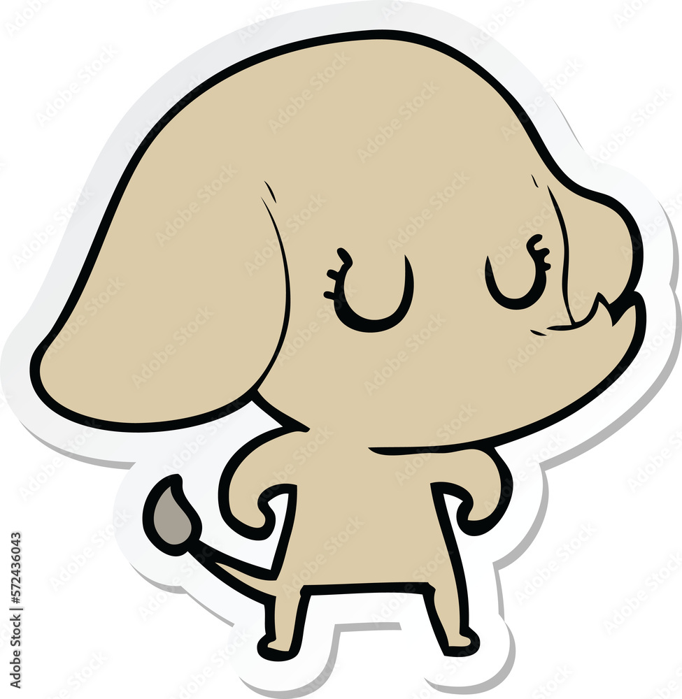 sticker of a cute cartoon elephant sticker of a cute cartoon elephant