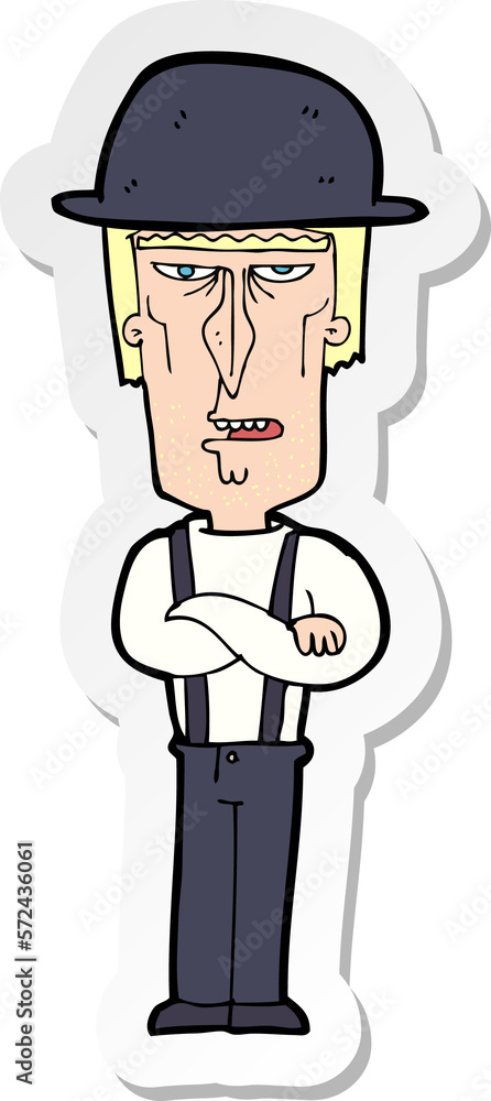 sticker of a cartoon man wearing hat sticker of a cartoon man wearing hat