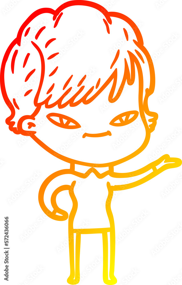 warm gradient line drawing cartoon happy woman warm gradient line drawing cartoon happy woman