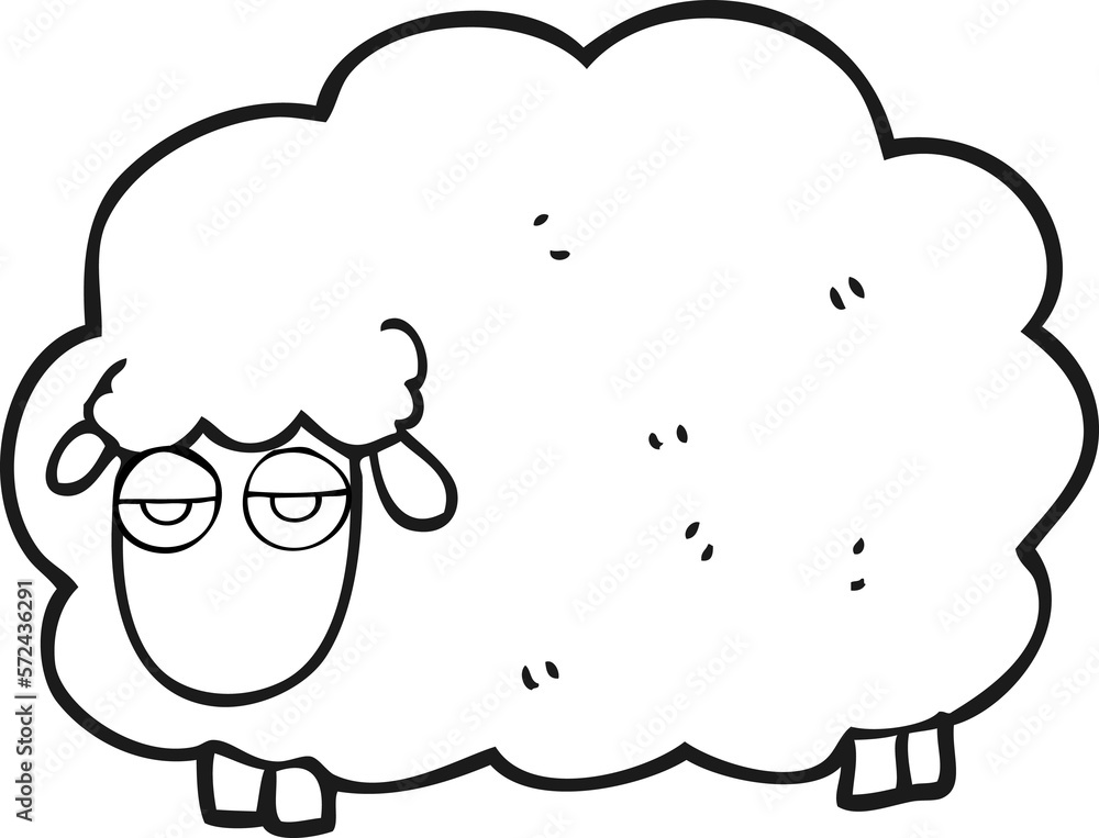 Obraz premium black and white cartoon muddy winter sheep