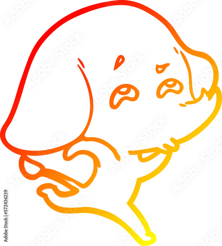 warm gradient line drawing cartoon elephant remembering