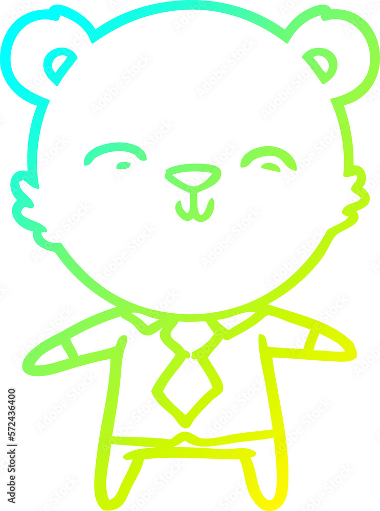 cold gradient line drawing happy cartoon polar bear office worker cold gradient line drawing happy cartoon polar bear office worker