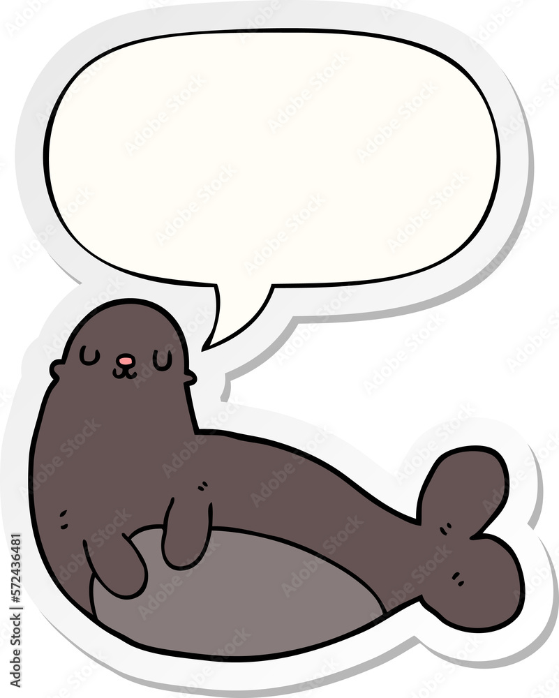 cartoon seal and speech bubble sticker cartoon seal and speech bubble sticker