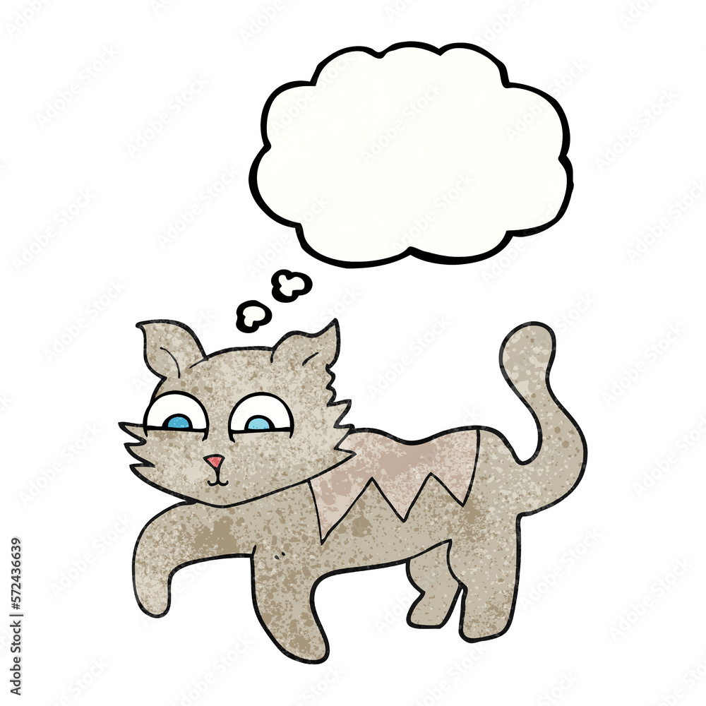 thought bubble textured cartoon cat