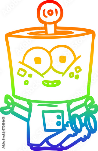 rainbow gradient line drawing happy cartoon robot