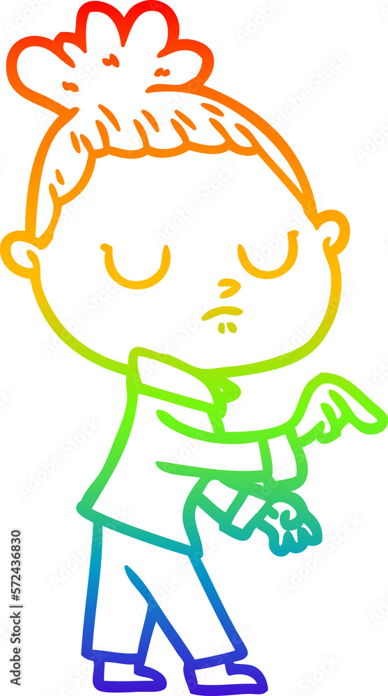 rainbow gradient line drawing cartoon calm woman rainbow gradient line drawing cartoon calm woman