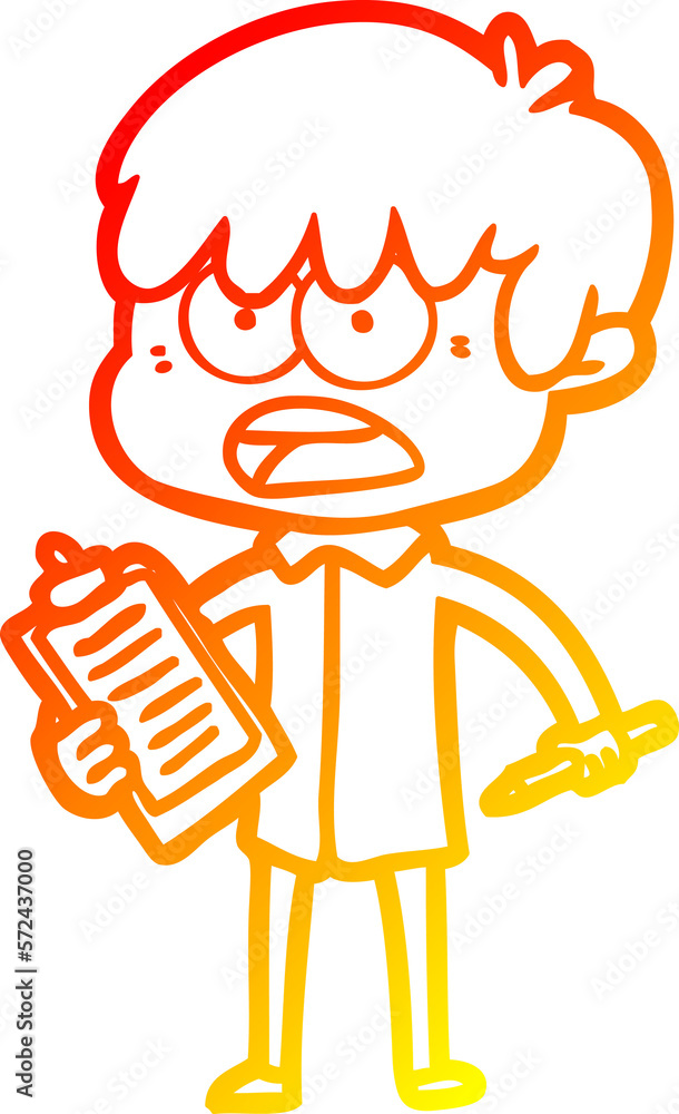 warm gradient line drawing worried cartoon boy warm gradient line drawing worried cartoon boy