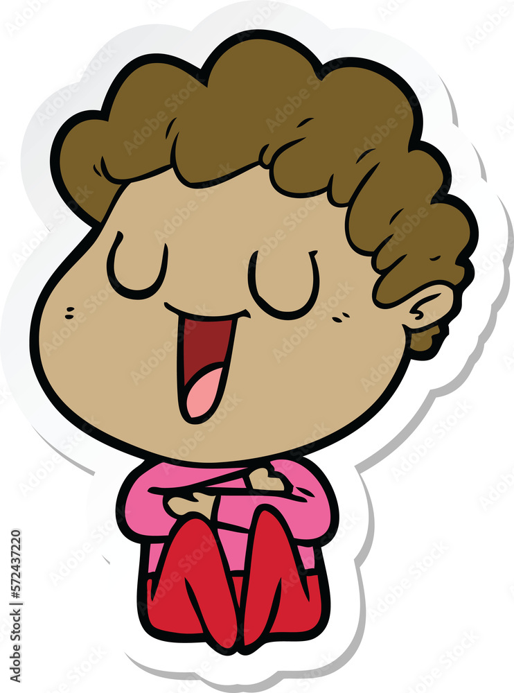 sticker of a laughing cartoon man sticker of a laughing cartoon man