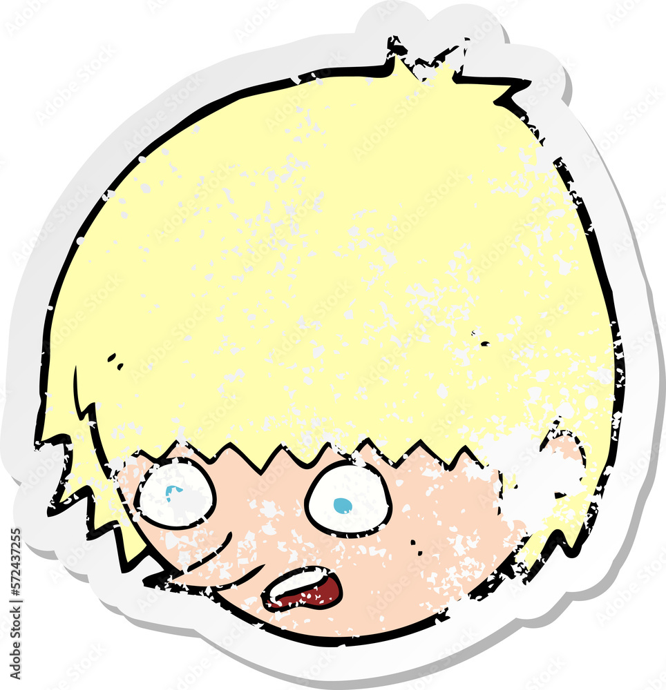 retro distressed sticker of a cartoon stressed face retro distressed sticker of a cartoon stressed face