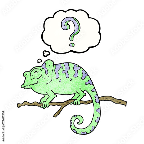 thought bubble textured cartoon curious chameleon
