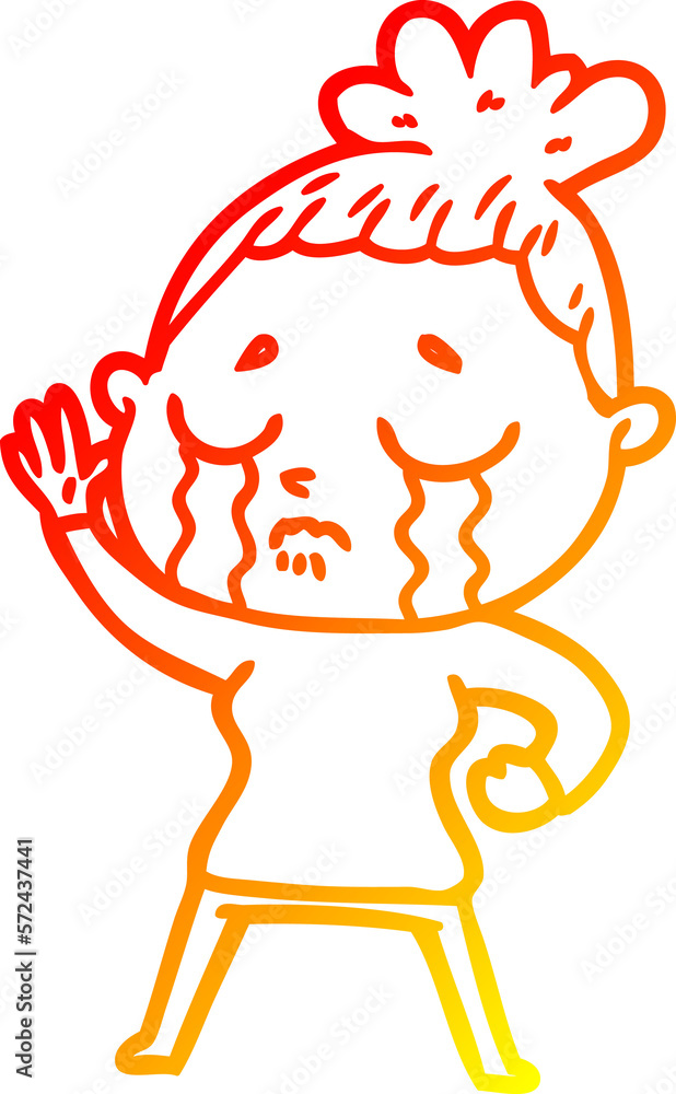 warm gradient line drawing cartoon crying woman warm gradient line drawing cartoon crying woman