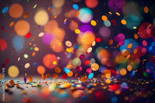 Colorful confetti in front of colorful background with bokeh for carnival © CanvasPixelDreams