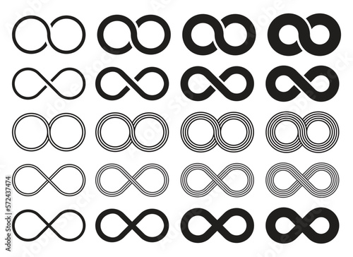 Infinity symbol collection vector illustration isolated on white