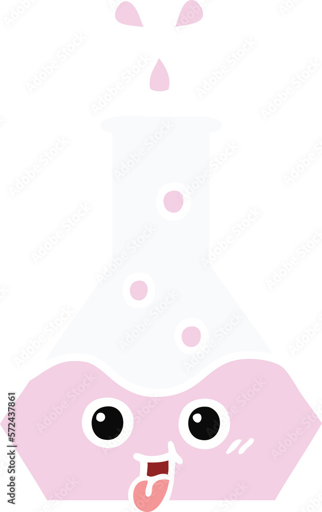 flat color retro cartoon science beaker flat color retro cartoon science beaker