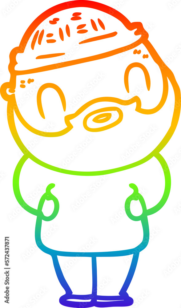 rainbow gradient line drawing cartoon bearded man rainbow gradient line drawing cartoon bearded man