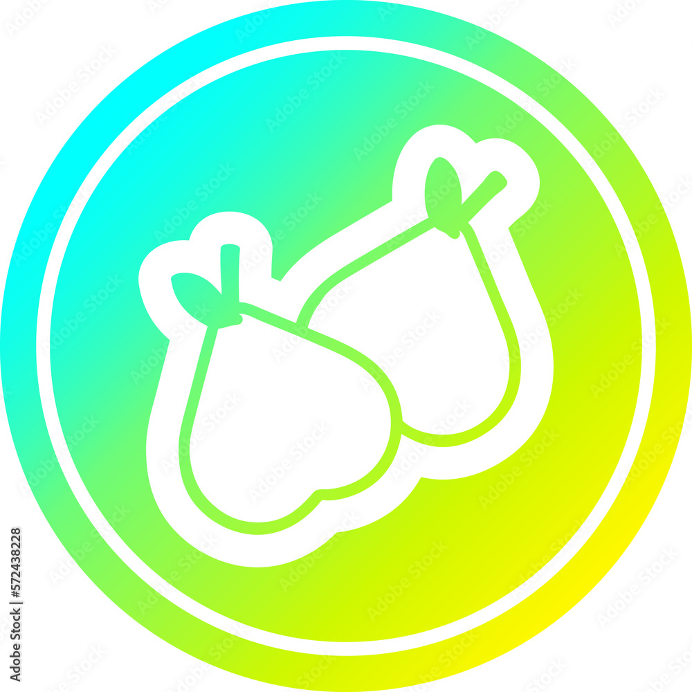 organic pears circular in cold gradient spectrum