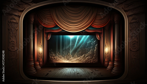 elegant theather stage with a large screen